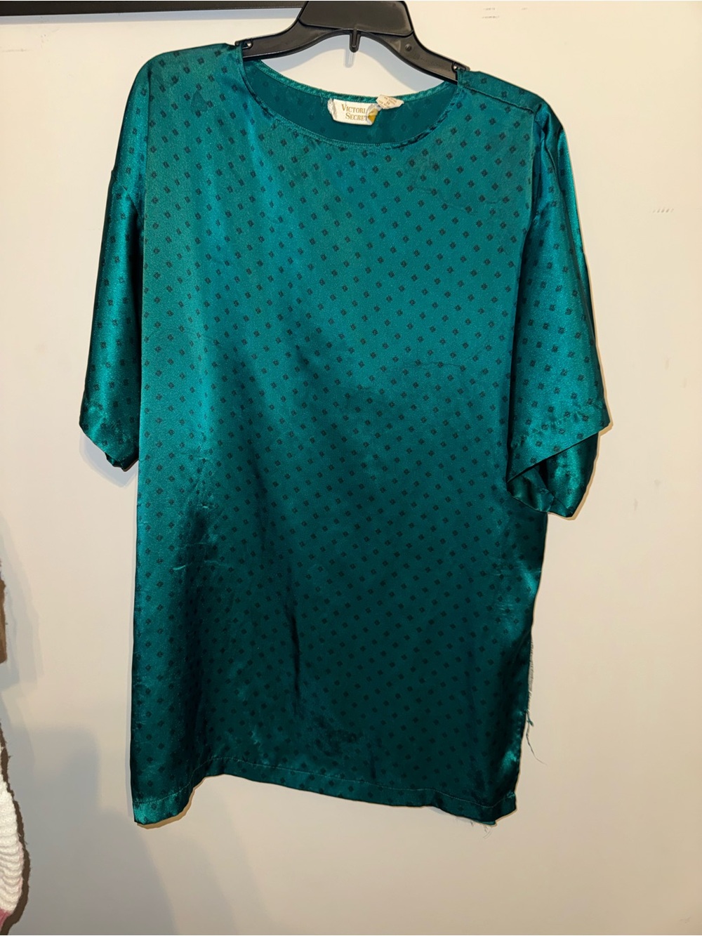 Victoria's Secret Emerald Green Satin Short Sleeve Shirt
